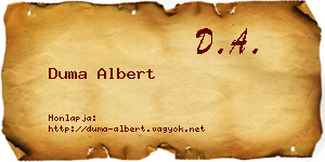 Duma Albert névjegykártya