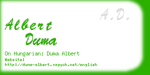 albert duma business card